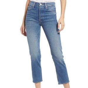 MOTHER The Tomcat Ripped Crop Straight Leg Jeans Running with Scissors 29